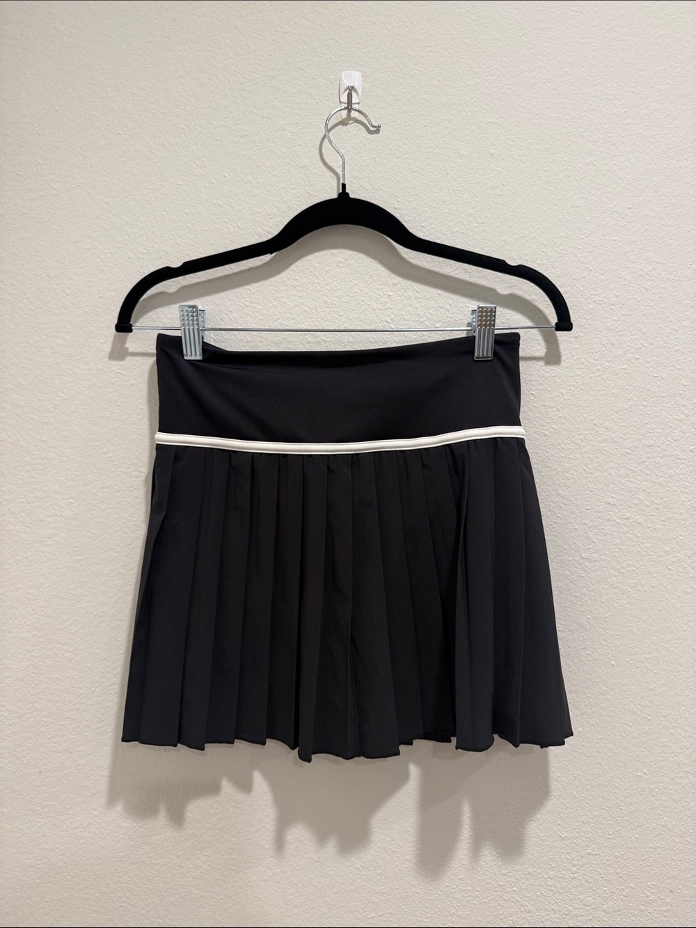 Black Pleated Mini Skirt with Athletic Shorts Underneath